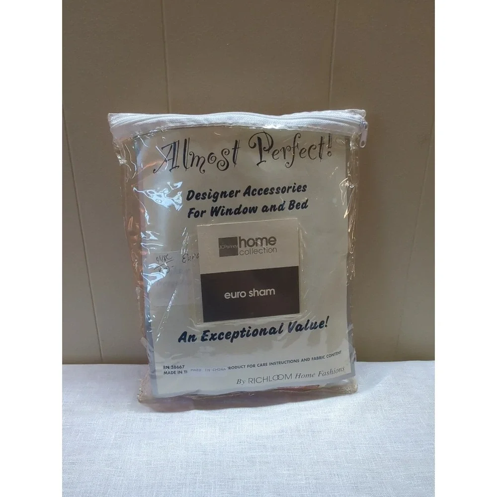 Richloom Euro Sham Pillow Case Floral Pattern on Beige Fine Burlap 1 Piece - NOS